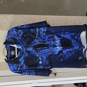 Psychedelic blue golf shirt